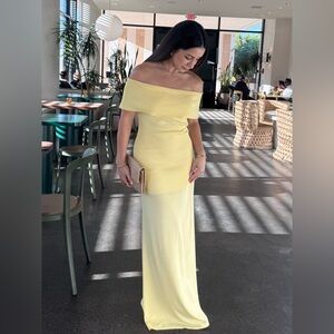 Elegant Yellow Off-Shoulder Dress